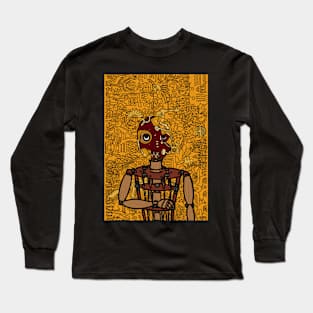 Real Boy - A Steampunk PuppetMask NFT with Painted Eyes and Wood Accents Long Sleeve T-Shirt